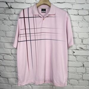 Nike Golf Polo Shirt Dri Fit Mens Size L Pink Graphic‎ 456554-610 Performance